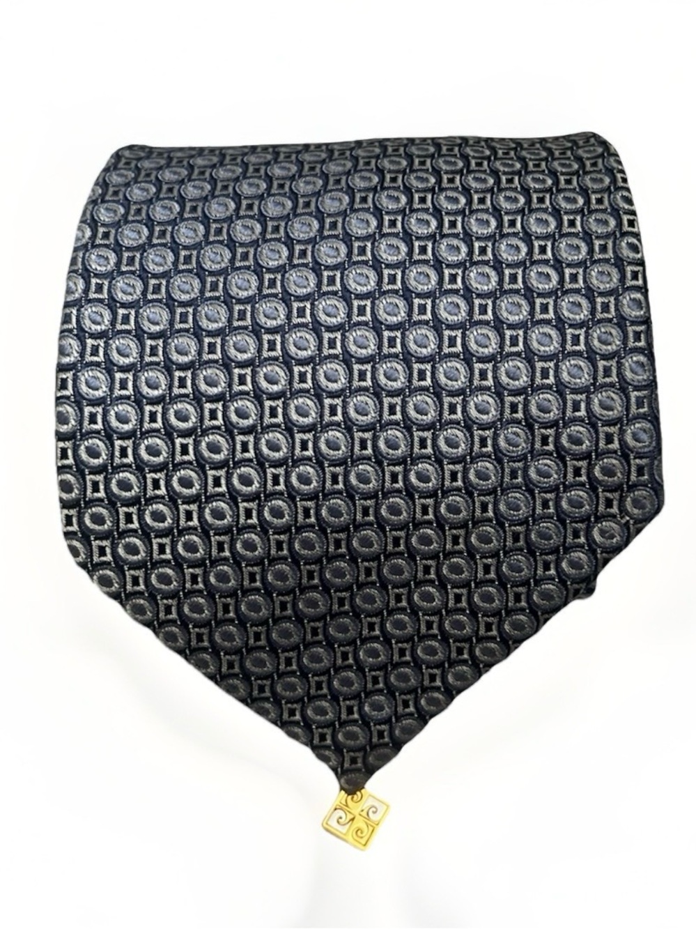 Pierre Cardin 100% Silk Designer Mens Tie Blue Geometric Luxury Retro Necktie‎